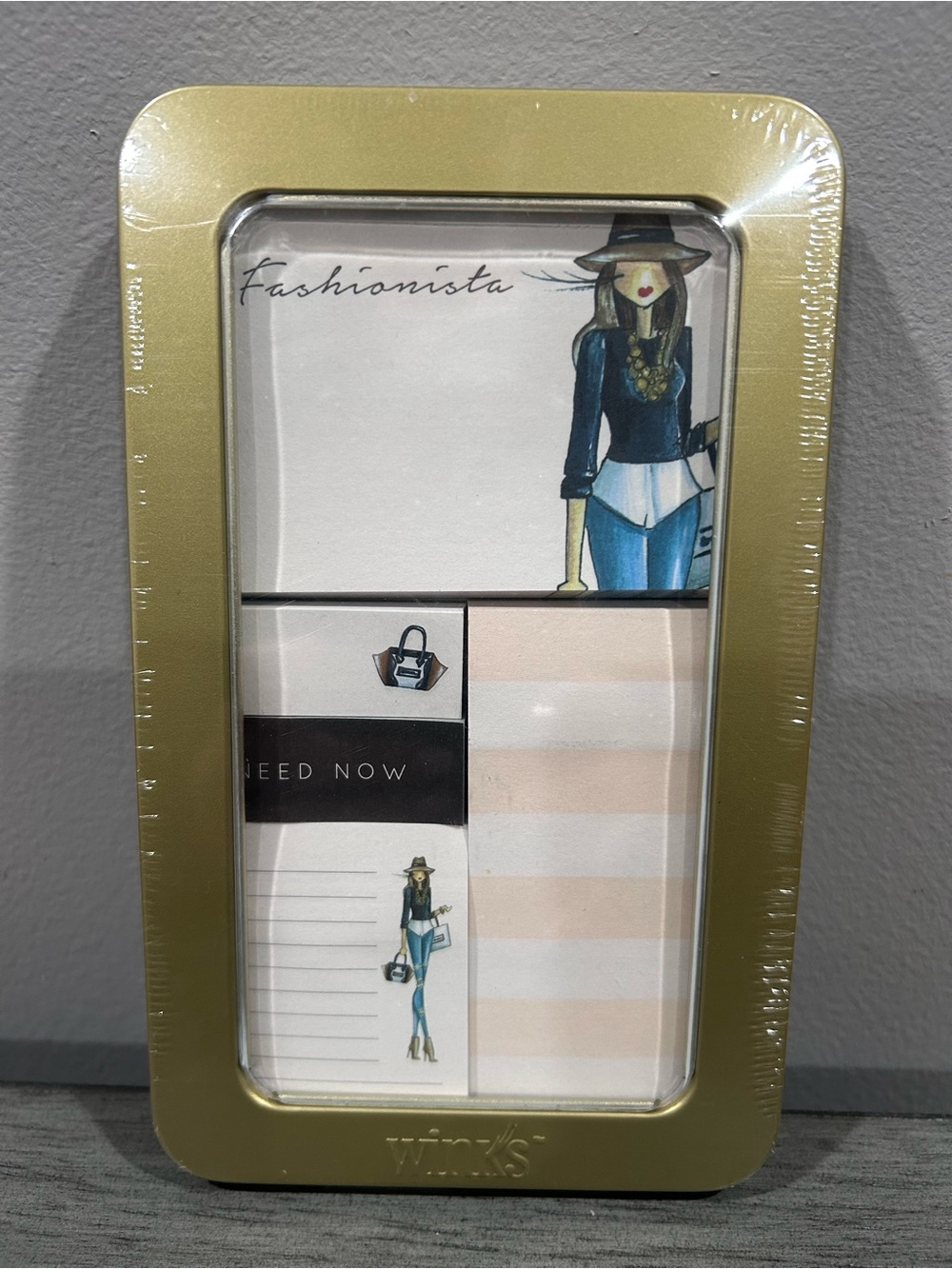 Fashionista Notepad Set in Gold Tin